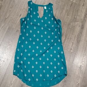 Old Navy Teal Sleeveless Dress with White Floral Print